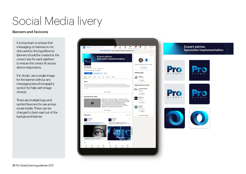 Pro brand guidelines - social media livery page
