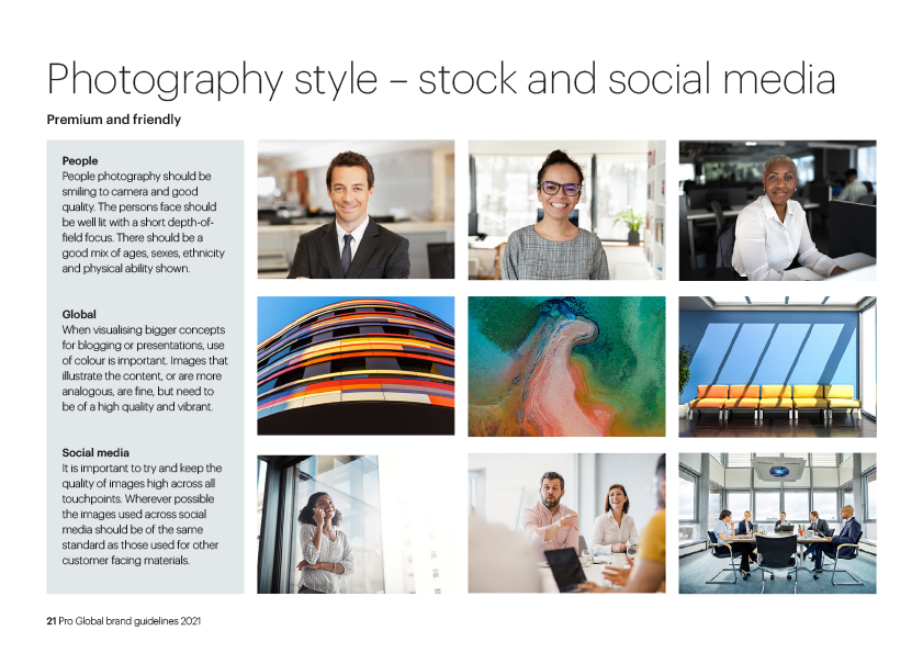 Pro brand guidelines - photography page