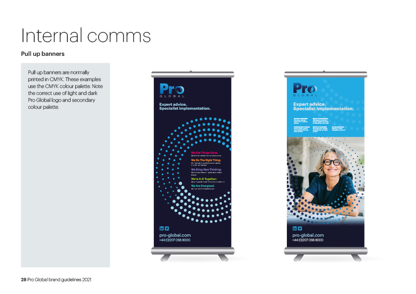 Pro brand guidelines - internal comms page