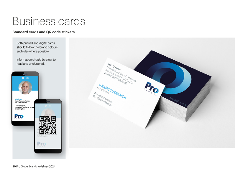 Pro brand guidelines - business card page